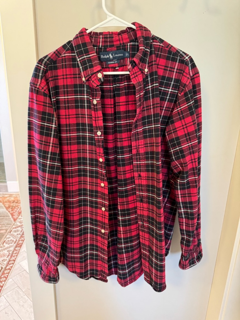 Ralph Lauren Red and Black Plaid Button-Down Shirt for Kids